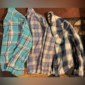 Y2K Plaid  Young Men’s Dress Shirts lot American Eagle Hollister Abercrombie